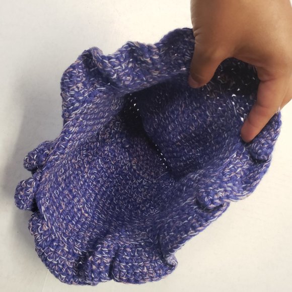 Women Purple Multicolor Crochet Handmade Wavy Cute Bucket Hat Beanie New - Picture 9 of 11